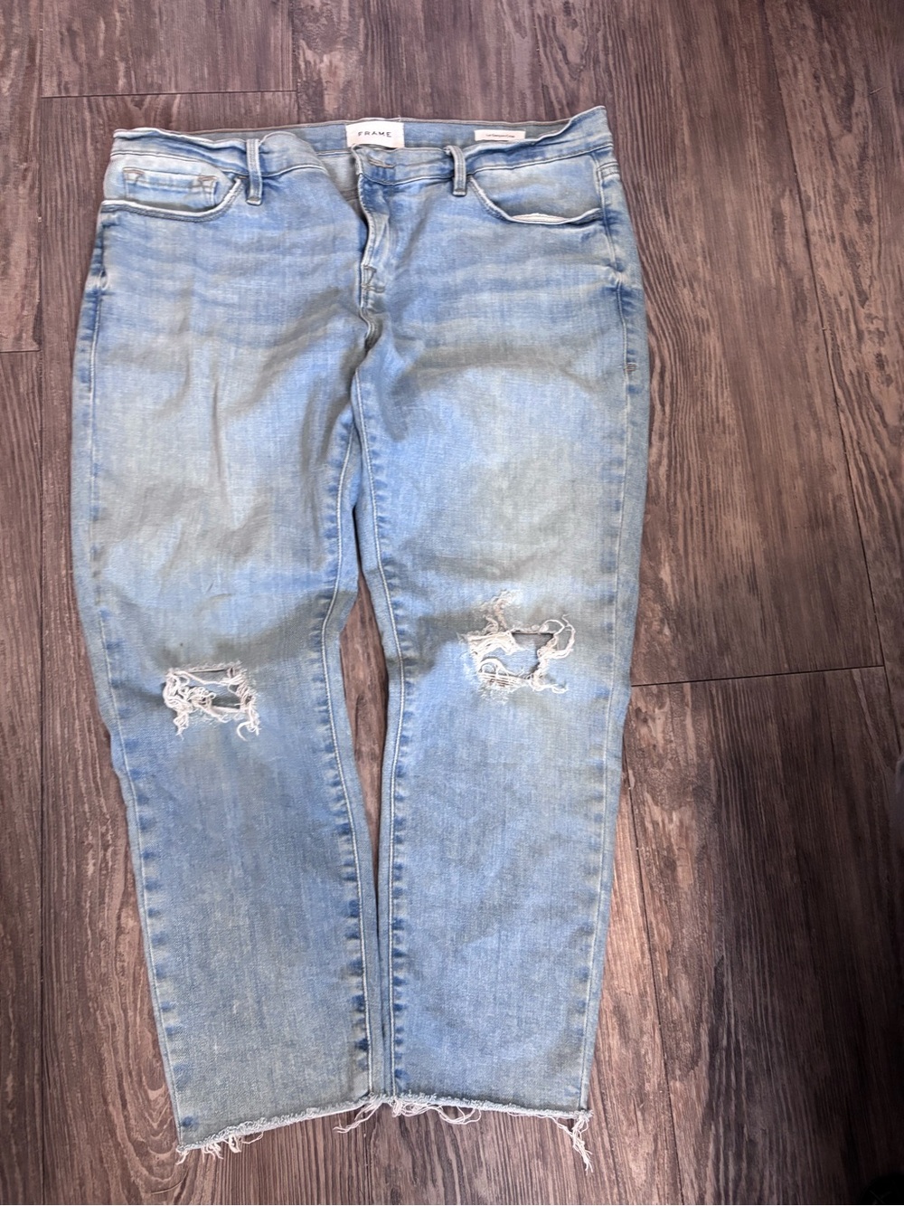 Frame Denim Light Blue Distressed Ankle Jeans